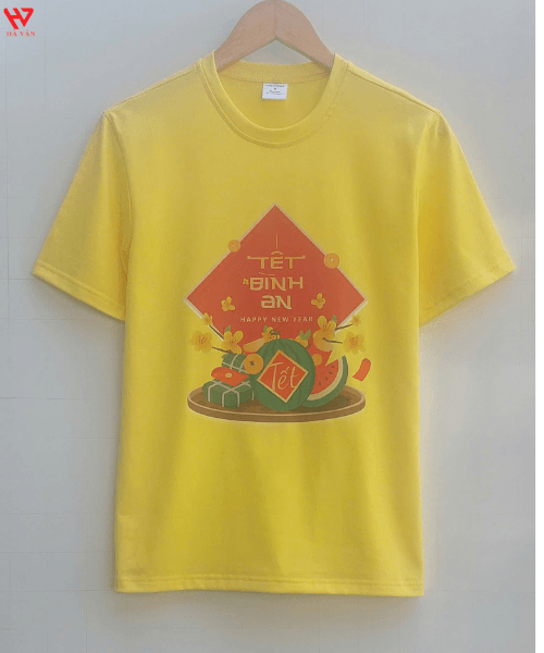 áo thun tết màu vàng bình an