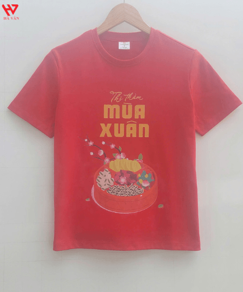 áo thun tết mùa xuân màu đỏ