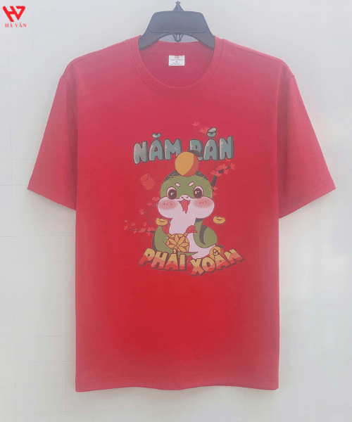 áo thun tết nam rắn màu đỏ