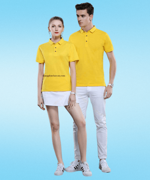 áo màu vàng cổ trụ trơn