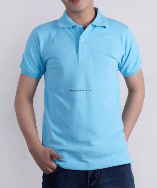 áo thun có cổ nam màu thiên thanh