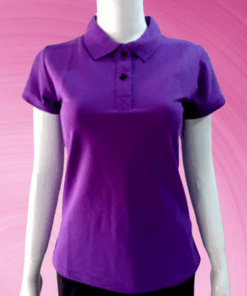 Aó thun có cổ cotton màu tím