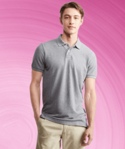 Aó thun cổ trụ màu xám