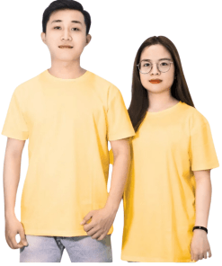 áo thun cổ tròn đồng phục màu vàng
