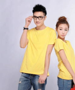 áo thun cổ tròn màu vàng nghệ