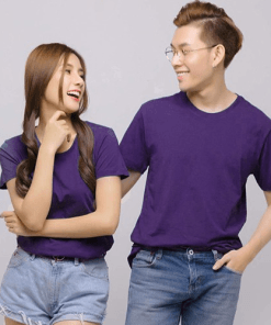 áo thun trơn cổ tròn màu tím huế