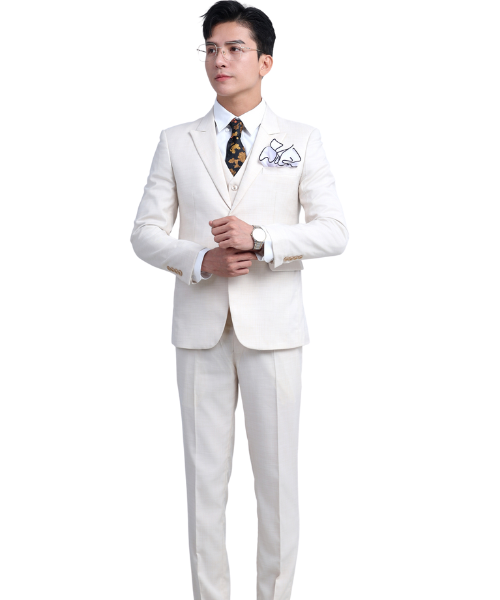 mẫu đồng phục vest nam màu kem