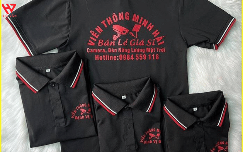 may áo thun đồng phục màu đen
