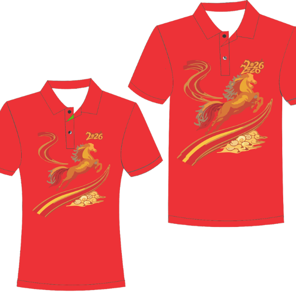 Áo thun tết màu vàng năm ngựa 2026